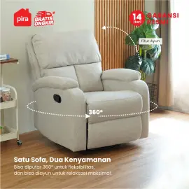 PIRA - GORO 1 RS SOFA / SOFA RECLINER / SOFA RECLINER 1 SEATER DENGAN FITUR ROCKING (AYUN) DAN SWIVEL warna LIGHT BROWN - PIRA - foto 5