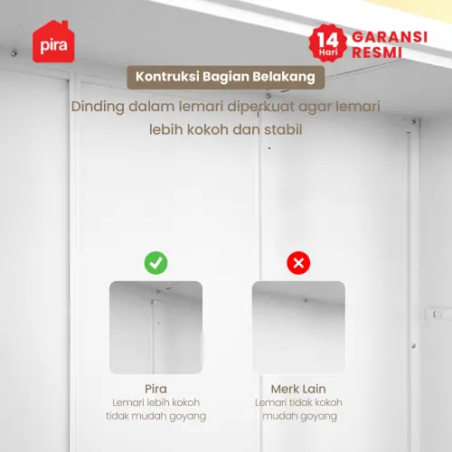 PIRA -  STEEL 6P FGD MWD LEMARI PAKAIAN BESI 6 PINTU DENGAN LACI DAN LED warna WHITE - PIRA - foto 7