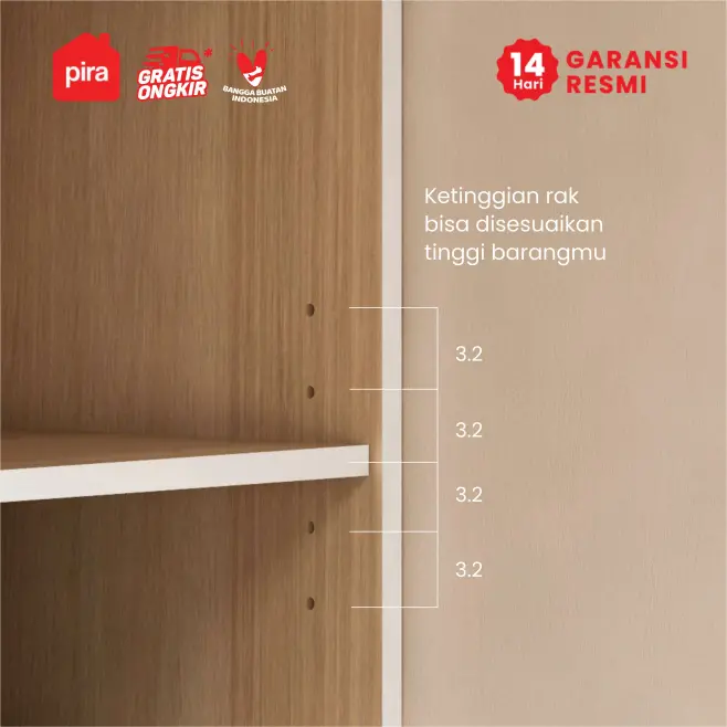 PIRA METROPOLIS - COCINA KCWU120 RAK DAPUR / RAK GANTUNG DAPUR / KITCHEN SET ATAS DENGAN RAK BUMBU warna WHITE - PRO OAK - PIRA METROPOLIS - foto 3