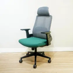 WORKDESIGN - AHSOKA PC PR KURSI KANTOR / KURSI KERJA ERGONOMIS DENGAN SANDARAN KEPALA DAN LUMBAR SUPPORT warna DARK GREY - BLACK GREEN - WORKDESIGN - foto 9
