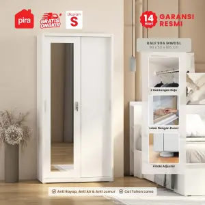 PIRA OX -  RALF 90A MWDSL LEMARI PAKAIAN BESI SLIDING / PINTU GESER warna WHITE - PIRA - foto 1