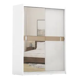 PIRA - KAST ABE WDSL150 GL MR LEMARI PAKAIAN PINTU GESER / SLIDING DENGAN CERMIN warna WHITE SM - WHITE GLOSSY - PIRA - foto 4
