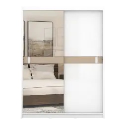 PIRA - KAST ABE WDSL150 GL MR LEMARI PAKAIAN PINTU GESER / SLIDING DENGAN CERMIN warna WHITE SM - WHITE GLOSSY - PIRA - foto 10