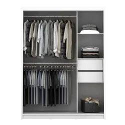 PIRA - KAST ABE WDSL150 GL MR LEMARI PAKAIAN PINTU GESER / SLIDING DENGAN CERMIN warna WHITE SM - WHITE GLOSSY - PIRA - foto 11