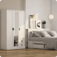 PIRA METROPOLIS - YORK 3P 2DR LEMARI PAKAIAN 3 PINTU DENGAN 2 LACI warna WHITE - PIRA METROPOLIS - foto 2