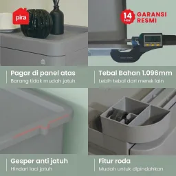 PIRA METROPOLIS - FUKU PCH5 LEMARI LACI / LACI PLASTIK / LEMARI SUSUN PLASTIK / LEMARI BAYI / LEMARI PAKAIAN ANAK warna GREY - PIRA METROPOLIS - foto 7