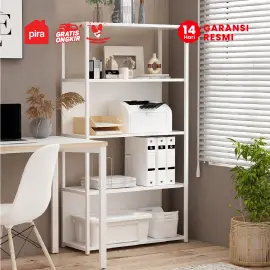 PIRA WORK - OFISU SU80 RAK BUKU BESI / RAK SUSUN BESI warna WHITE SM - PRO OAK - PIRA WORK - foto 1