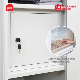 PIRA OX -  RALF 4P MWD LEMARI PAKAIAN BESI 4 PINTU DENGAN CERMIN warna WHITE - PIRA - foto 7