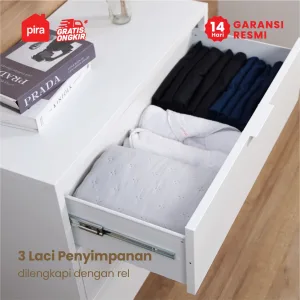 PIRA - ALEX MCH3 LEMARI LACI / LACI BESI / DRAWER BESI warna WHITE - PIRA - foto 5