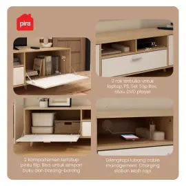 PIRA METROPOLIS -  BELATRIX TV200 MEJA TV / RAK TV warna PRO OAK - WHITE - PIRA METROPOLIS OX - foto 3