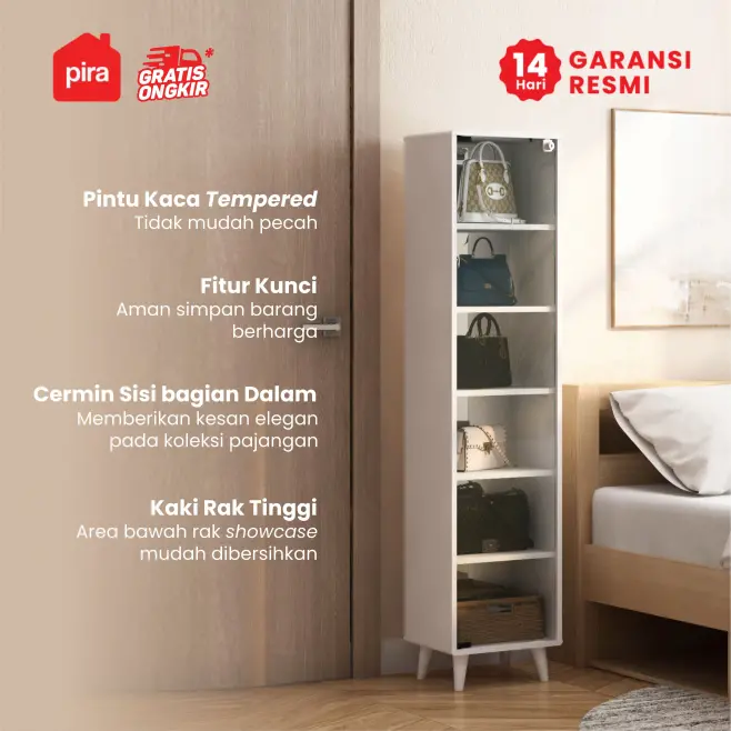 PIRA -  TORY SC35 RAK DISPLAY / RAK BUKU / SHOWCASE / LEMARI PAJANGAN / LEMARI HIAS warna PRO OAK - PIRA - foto 2