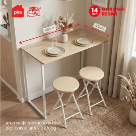 PIRA - FLIP FDTS90 MEJA MAKAN / MEJA MAKAN LIPAT SET 2 KURSI warna CREAM OAK - WHITE - PIRA - foto 2