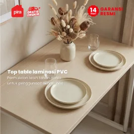 PIRA - FLIP FDTS90 MEJA MAKAN / MEJA MAKAN LIPAT SET 2 KURSI warna CREAM OAK - WHITE - PIRA - foto 5