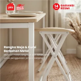 PIRA - FLIP FDTS90 MEJA MAKAN / MEJA MAKAN LIPAT SET 2 KURSI warna CREAM OAK - WHITE - PIRA - foto 4