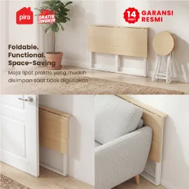 PIRA - FLIP FDTS90 MEJA MAKAN / MEJA MAKAN LIPAT SET 2 KURSI warna CREAM OAK - WHITE - PIRA - foto 3