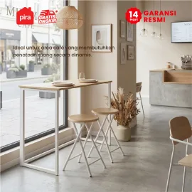 PIRA - FLIP FDTS90 MEJA MAKAN / MEJA MAKAN LIPAT SET 2 KURSI warna CREAM OAK - WHITE - PIRA - foto 10