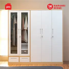 PIRA -  ASHTON 5P FGD MWD LEMARI PAKAIAN BESI 5 PINTU DENGAN LACI DAN LED warna LIGHT ASH - WHITE - PIRA - foto 8