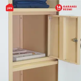 PIRA -  ASHTON 5P FGD MWD LEMARI PAKAIAN BESI 5 PINTU DENGAN LACI DAN LED warna LIGHT ASH - WHITE - PIRA - foto 9