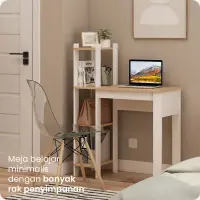 PIRA - FELIX DK80 MEJA KERJA / MEJA BELAJAR DENGAN RAK BUKU warna WHITE - PRO OAK - PIRA - foto 2