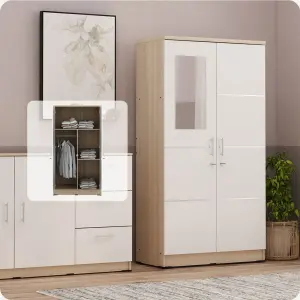 PIRA METROPOLIS - ALBA 2PM LT LEMARI PAKAIAN MEDIUM 2 PINTU warna SONOMA OAK - WHITE - WHITE - METROPOLIS - foto 2