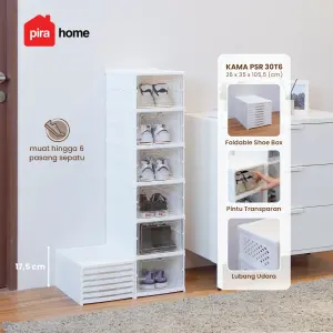 PIRA -  KAMA PSR RAK SEPATU LIPAT 1 PINTU / KOTAK SEPATU TRANSPARAN / RAK SEPATU SUSUN TERTUTUP warna WHITE - PIRA - foto 1