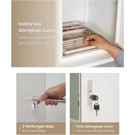 PIRA - SCHON 5P FGD MWD LEMARI PAKAIAN BESI 5 PINTU DENGAN LACI DAN LED warna WHITE - PIRA - foto 6