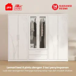 PIRA -  CATTA 6P FGD MWD LEMARI PAKAIAN BESI 6 PINTU DENGAN LACI DAN LED warna WHITE - PIRA - foto 2