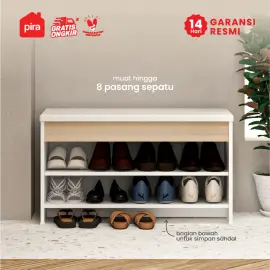 PIRA METROPOLIS -  PINO SR80 PF RAK SEPATU / RAK SEPATU DUDUK / RAK SEPATU SUSUN TERTUTUP warna WHITE - PRO OAK - PIRA METROPOLIS - foto 3