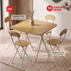 PIRA - COMPACT FT80 MEJA MAKAN / MEJA LIPAT / MEJA TERAS / MEJA CAFE / KURSI MAKAN / KURSI LIPAT / MEJA MAKAN SET KURSI warna LIGHT WOOD - PIRA - foto 2