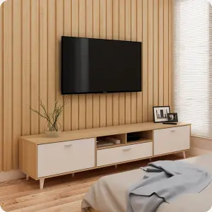 PIRA METROPOLIS -  BELATRIX TV200 MEJA TV / RAK TV warna PRO OAK - WHITE - PIRA METROPOLIS OX - foto 11