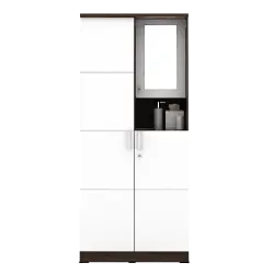 PIRA METROPOLIS - ALBA BAZ WDD2 LEMARI PAKAIAN 2 PINTU DENGAN KACA RIAS warna AMERICAN WALNUT - WHITE - METROPOLIS - foto 3