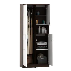 PIRA METROPOLIS - ALBA BAZ WDD2 LEMARI PAKAIAN 2 PINTU DENGAN KACA RIAS warna AMERICAN WALNUT - WHITE - METROPOLIS - foto 6