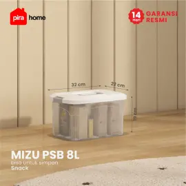 PIRA HOME -  MIZU PSB 8L CONTAINER BOX / BOX PLASTIK / KOTAK PENYIMPANAN warna CLEAR WHITE - PIRA HOME - foto 1