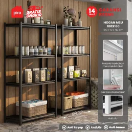 PIRA -  HOGAN MSU 100X160 RAK BESI / RAK SUSUN SERBAGUNA / RAK SUSUN BESI / RAK PENYIMPANAN warna BLACK - PIRA - foto 1