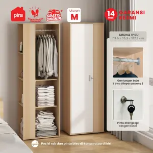 PIRA METROPOLIS OX -  ARUNA 1PSU LEMARI PAKAIAN 1 PINTU / LEMARI BAJU / RAK SERBAGUNA warna PRO OAK - WHITE - PIRA METROPOLIS OX - foto 1