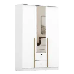 PIRA METROPOLIS -  YONA 3P 2DR LEMARI PAKAIAN 3 PINTU DENGAN 2 LACI warna WHITE - YELLOW OAK - PIRA METROPOLIS - foto 4