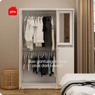 PIRA METROPOLIS - YONA WDD 3 LEMARI PAKAIAN 3 PINTU DENGAN KACA RIAS warna WHITE - YELLOW OAK - PIRA METROPOLIS - foto 4