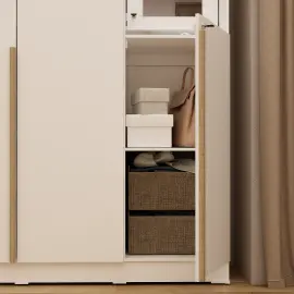 PIRA METROPOLIS - YONA WDD 3 LEMARI PAKAIAN 3 PINTU DENGAN KACA RIAS warna WHITE - YELLOW OAK - PIRA METROPOLIS - foto 7