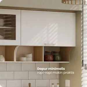 PIRA METROPOLIS OX - ARUNA KC WU80F RB RAK DAPUR / RAK GANTUNG DAPUR / KITCHEN SET ATAS 2 PINTU FLIP DENGAN RAK BUMBU warna WHITE - PRO OAK - PIRA METROPOLIS OX - foto 10