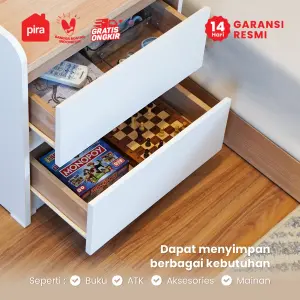 PIRA METROPOLIS -  NILS NS40 MEJA NAKAS / MEJA SUDUT / MEJA SAMPING / LEMARI LACI 2 SUSUN warna WHITE - PRO OAK - PIRA METROPOLIS - foto 4