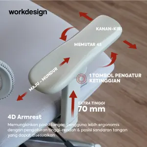 WORKDESIGN ANISEYA PC KURSI KANTOR / KURSI KERJA ERGONOMIS DENGAN LUMBAR SUPPORT warna GREY - WORKDESIGN - foto 5