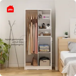 PIRA METROPOLIS OX - ARUNA WDD 2 LEMARI PAKAIAN 2 PINTU DENGAN KACA RIAS warna WHITE - PIRA METROPOLIS OX - foto 4