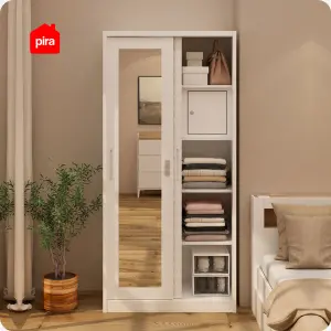 PIRA METROPOLIS -  VILO 90 A MWDSL LEMARI PAKAIAN BESI SLIDING / PINTU GESER warna WHITE - METROPOLIS - foto 2