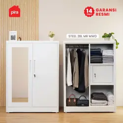 PIRA - STEEL 2BL MR MWD LEMARI PAKAIAN BESI 2 PINTU DENGAN CERMIN / LEMARI PAKAIAN ANAK warna WHITE - PIRA - foto 6