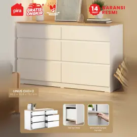 PIRA - LINUS CH3+3 LEMARI LACI warna WHITE SM - PRO OAK - PIRA - foto 1