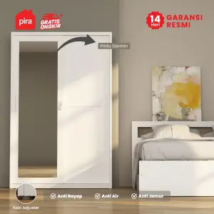 PIRA - SCHON 120A N MWDSL LEMARI PAKAIAN BESI SLIDING / PINTU GESER warna WHITE - PIRA - foto 2