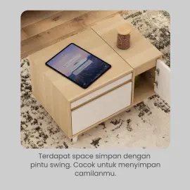 PIRA METROPOLIS OX - FUJI CTDS60 MEJA RIAS / MEJA SAMPING / MEJA MULTIFUNGSI / MEJA TAMU warna PRO OAK - WHITE - PIRA METROPOLIS OX - foto 7