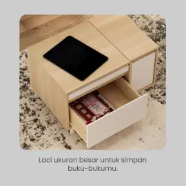 PIRA METROPOLIS OX - FUJI CTDS60 MEJA RIAS / MEJA SAMPING / MEJA MULTIFUNGSI / MEJA TAMU warna PRO OAK - WHITE - PIRA METROPOLIS OX - foto 8