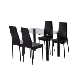 PIRA BAVARIAN -  SILVIA DTS MEJA MAKAN SET warna CLEAR - BLACK - BAVARIAN - foto 1