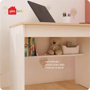 PIRA KIDS - MYKO DKK60 MEJA BELAJAR ANAK warna WHITE SM - PRO OAK - PIRA KIDS - foto 2